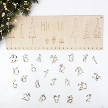 Adventskalender | Holz | Leiste | Tannenbäume | personalisierbar
