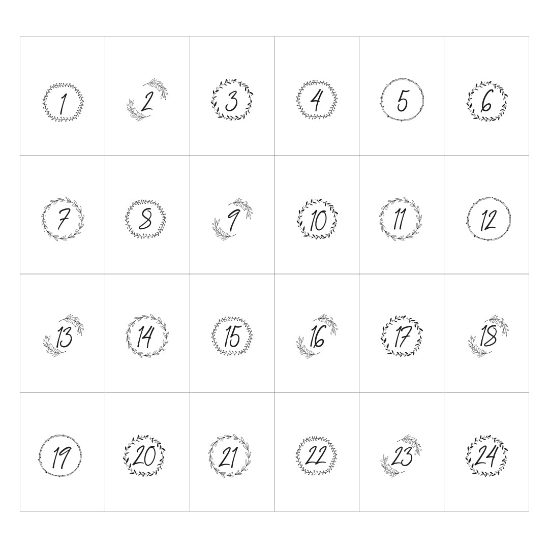 Adventskalender zum Befüllen Säckchen aus Stoff 1-24 Weihnachtskalender zum Aufhängen Kränze