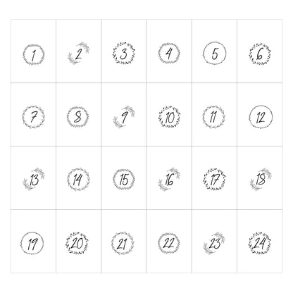 Adventskalender zum Befüllen Säckchen aus Stoff 1-24 Weihnachtskalender zum Aufhängen Kränze