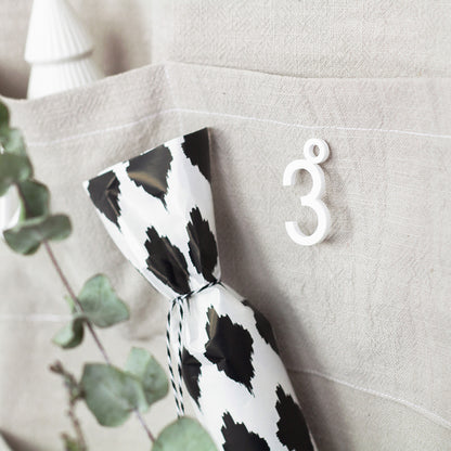 Adventskalender Zahlen Anhänger 1-24 zum Basteln Adventskalendersäckchen Nummern Modern schwarz/weiß