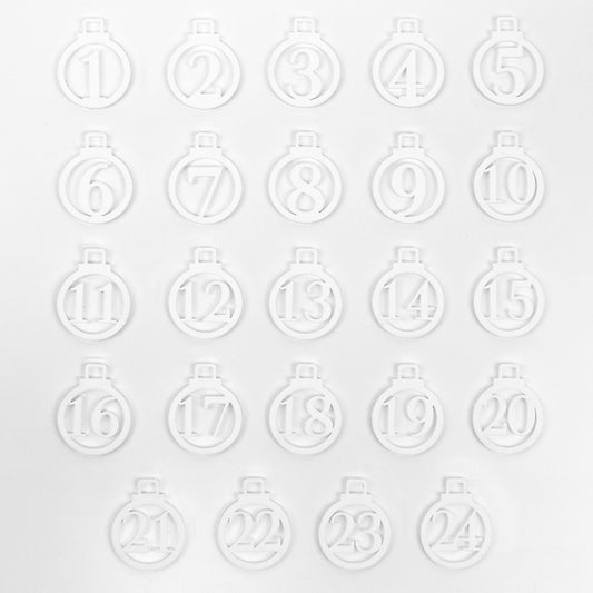Adventskalender Zahlen Anhänger 1-24 zum Basteln Adventskalendersäckchen Nummern Kugeln schwarz/weiß