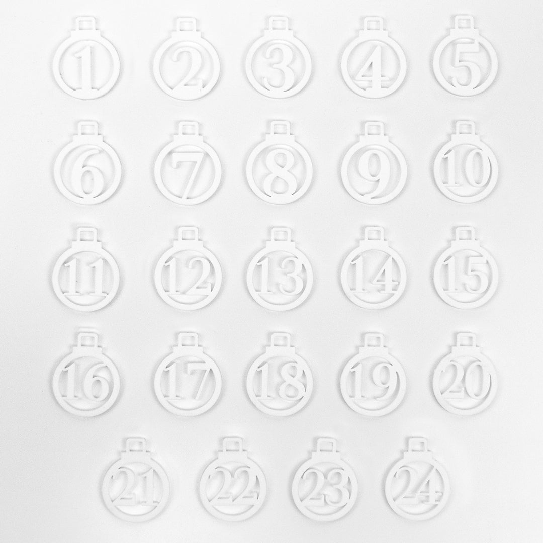 Adventskalender Zahlen Anhänger 1-24 zum Basteln Adventskalendersäckchen Nummern Kugeln schwarz/weiß