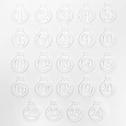 Adventskalender Zahlen Anhänger 1-24 zum Basteln Adventskalendersäckchen Nummern Kugeln schwarz/weiß