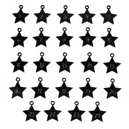 Adventskalender Zahlen Anhänger 1-24 zum Basteln Adventskalendersäckchen Nummern Sterne schwarz