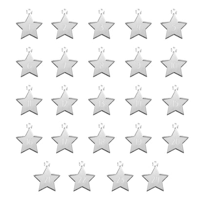 Adventskalender Zahlen Anhänger 1-24 zum Basteln Adventskalendersäckchen Nummern Sterne Silber/Roségold