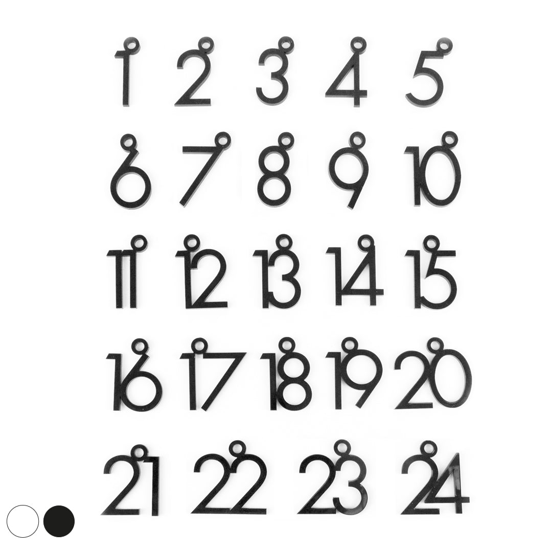 Adventskalender Zahlen Anhänger 1-24 zum Basteln Adventskalendersäckchen Nummern Modern schwarz/weiß