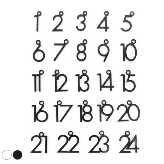 Adventskalender Zahlen Anhänger 1-24 zum Basteln Adventskalendersäckchen Nummern Modern schwarz/weiß