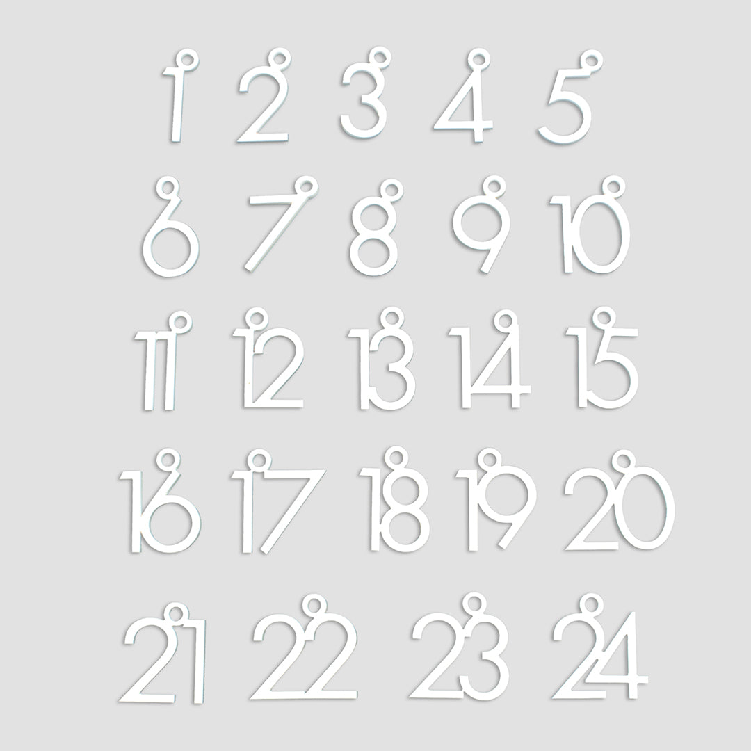 Adventskalender Zahlen Anhänger 1-24 zum Basteln Adventskalendersäckchen Nummern Modern schwarz/weiß