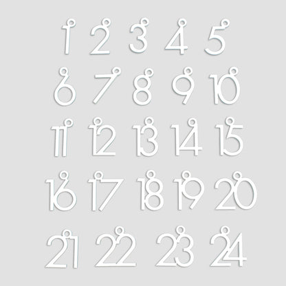 Adventskalender Zahlen Anhänger 1-24 zum Basteln Adventskalendersäckchen Nummern Modern schwarz/weiß