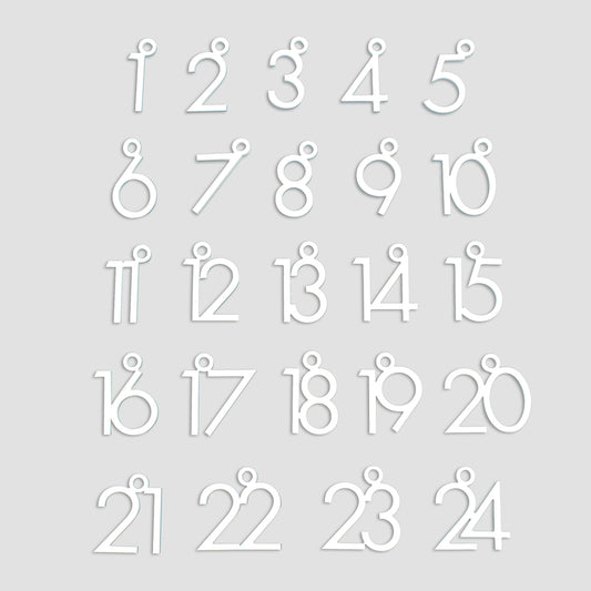 Adventskalender Zahlen Anhänger 1-24 zum Basteln Adventskalendersäckchen Nummern Modern schwarz/weiß