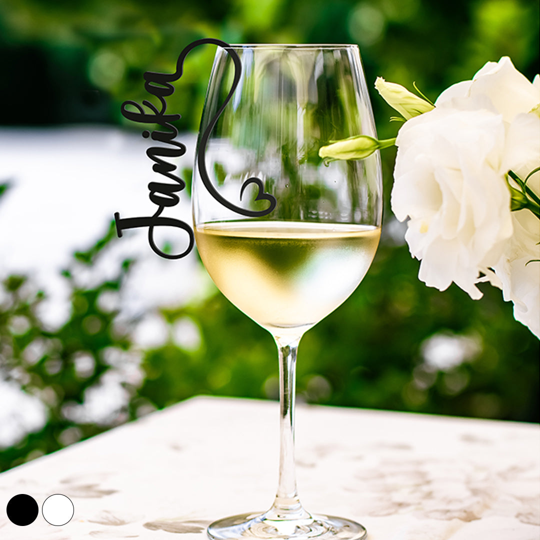 Platzkarte für Gläser - Hochzeit - Acryl - Namensschild zum Einhängen - Wunschname