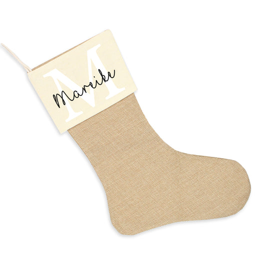 Nikolausstrumpf zum Befüllen Weihnachtssocke aus Jute personalisiert mit Name - Buchstaben Initialen