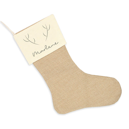 Nikolausstrumpf zum Befüllen Weihnachtssocke aus Jute  personalisiert mit Name - Dezent