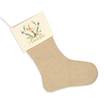 Nikolausstrumpf zum Befüllen Weihnachtssocke aus Jute  personalisiert mit Name - Golden Christmas
