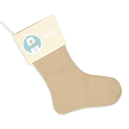 Nikolausstrumpf zum Befüllen Weihnachtssocke aus Jute  personalisiert mit Name - Schneezeit