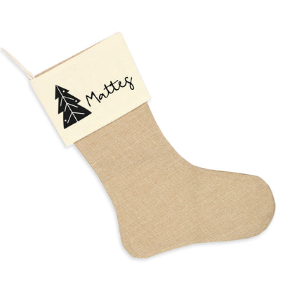 Nikolausstrumpf zum Befüllen Weihnachtssocke aus Jute  personalisiert mit Name - Tannenbaum