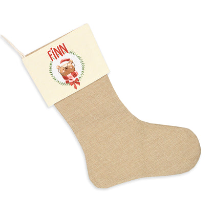 Nikolausstrumpf zum Befüllen Weihnachtssocke aus Jute  personalisiert mit Name - Weihnachtszeit - Bär