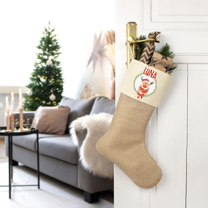 Nikolausstrumpf zum Befüllen Weihnachtssocke aus Jute  personalisiert mit Name - Weihnachtszeit - Rentier