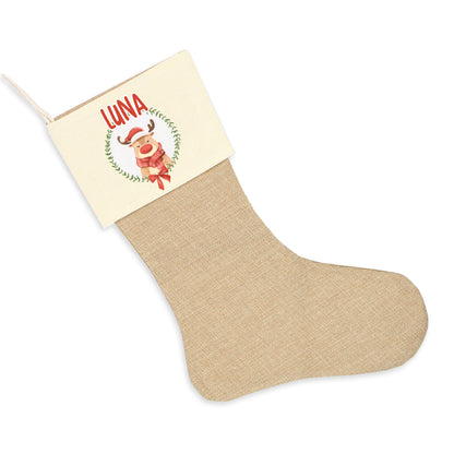 Nikolausstrumpf zum Befüllen Weihnachtssocke aus Jute  personalisiert mit Name - Weihnachtszeit - Rentier