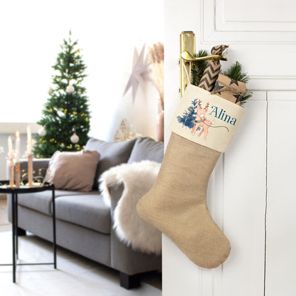 Nikolausstrumpf zum Befüllen Weihnachtssocke aus Jute  personalisiert mit Name - We love Xmas
