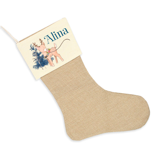 Nikolausstrumpf zum Befüllen Weihnachtssocke aus Jute  personalisiert mit Name - We love Xmas