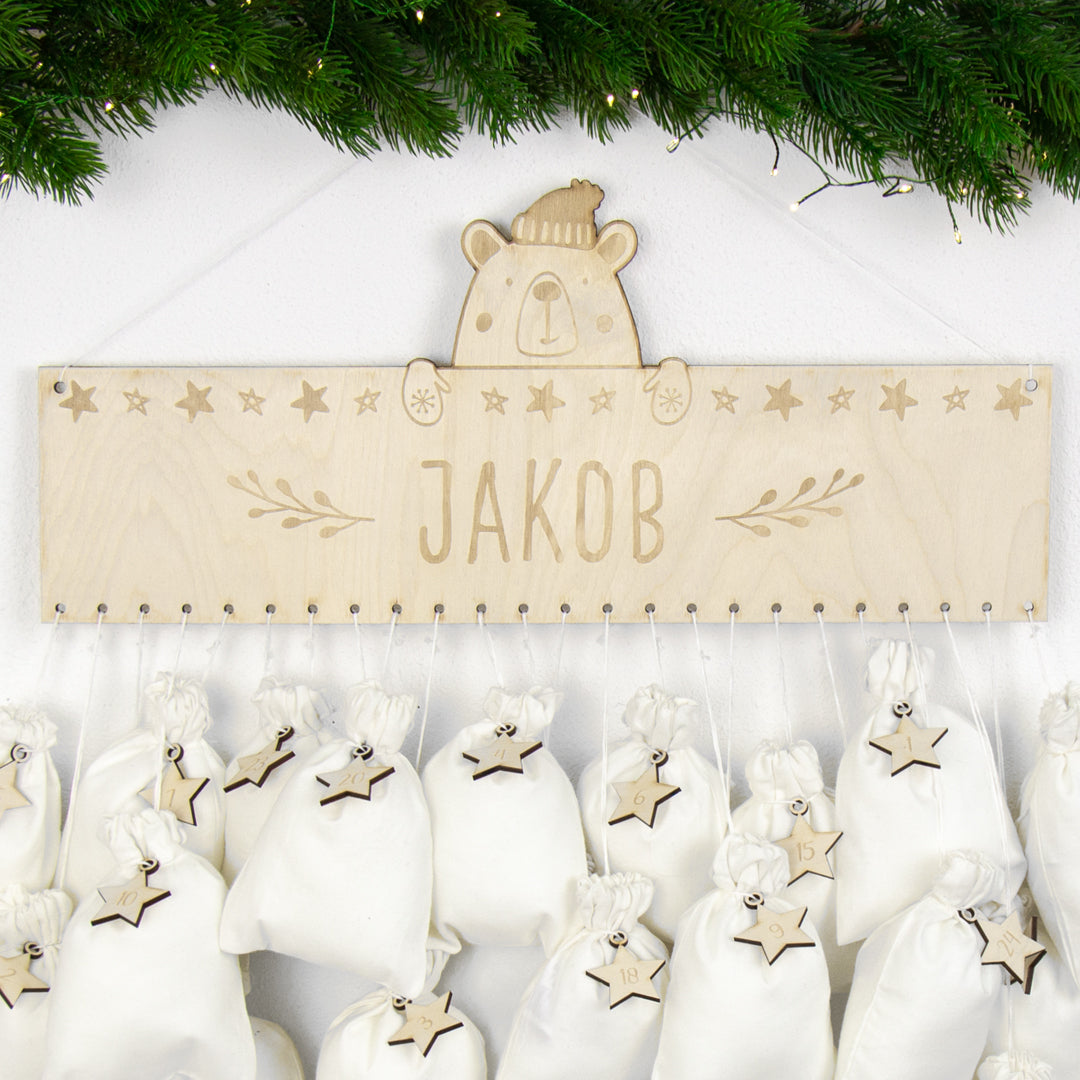 Adventskalender | Holz | Leiste | Bär | personalisierbar