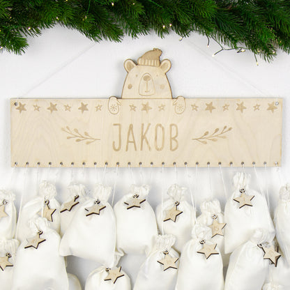 Adventskalender | Holz | Leiste | Bär | personalisierbar