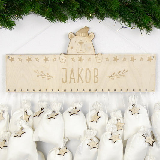 Adventskalender | Holz | Leiste | Bär | personalisierbar