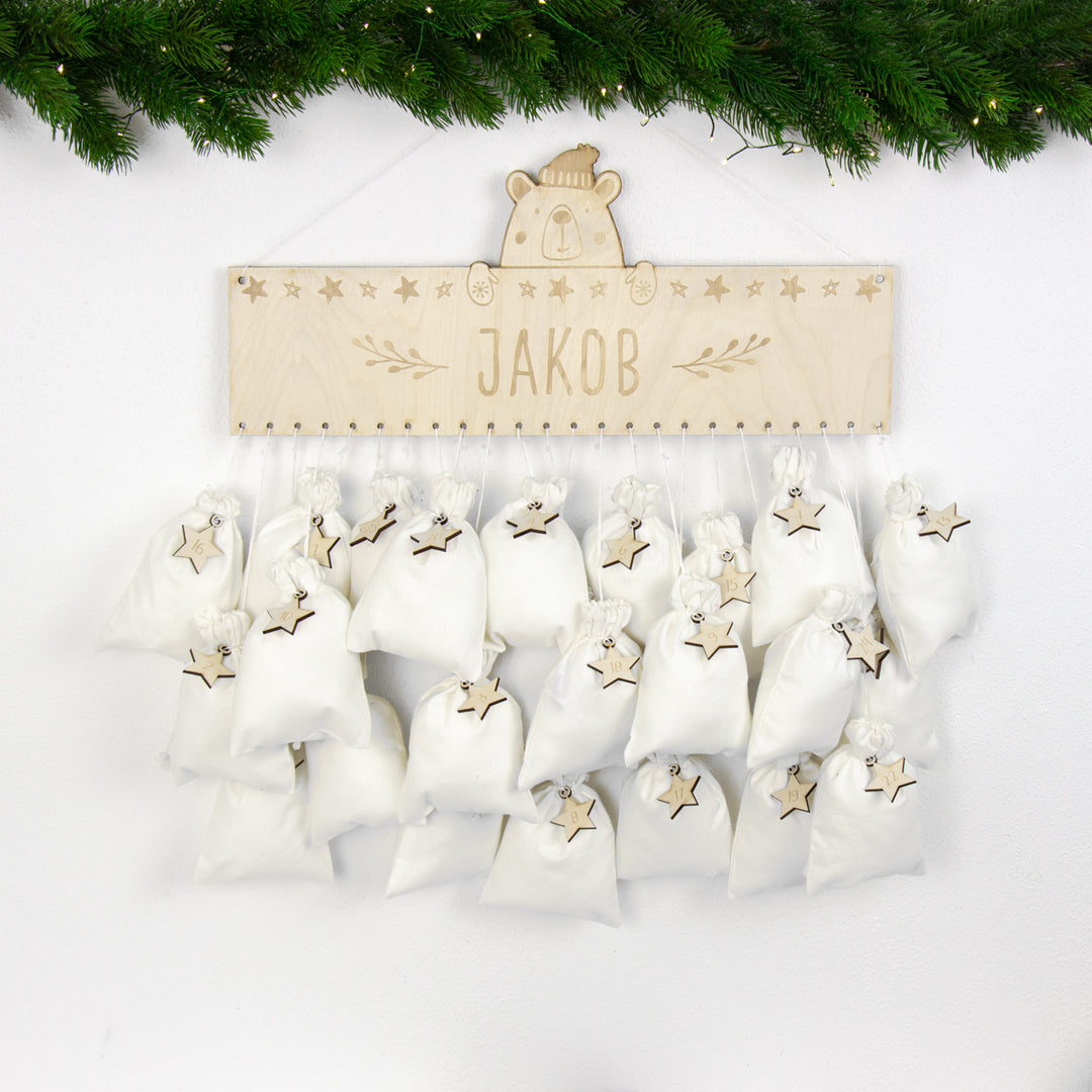 Adventskalender | Holz | Leiste | Bär | personalisierbar