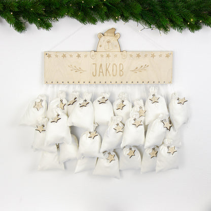 Adventskalender | Holz | Leiste | Bär | personalisierbar