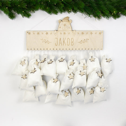 Adventskalender | Holz | Leiste | Bär | personalisierbar