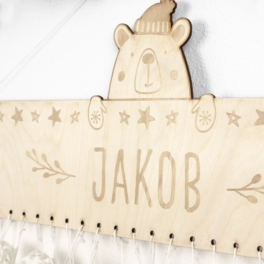 Adventskalender | Holz | Leiste | Bär | personalisierbar