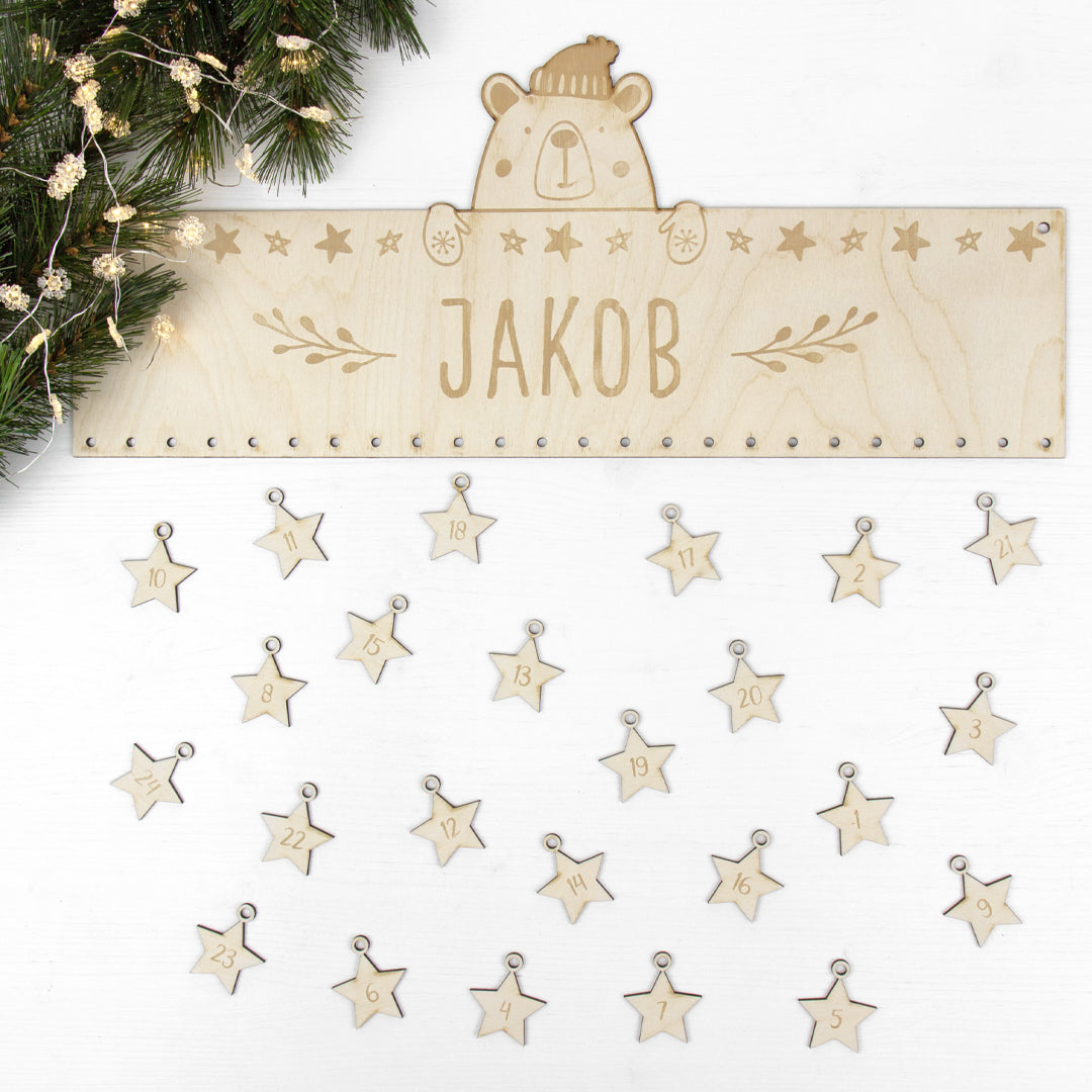 Adventskalender | Holz | Leiste | Bär | personalisierbar