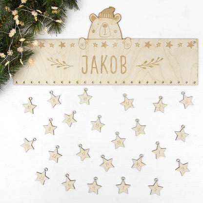 Adventskalender | Holz | Leiste | Bär | personalisierbar