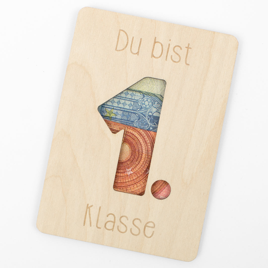 Geschenkkarte Holz Geldgeschenk Schulstart - Du bist erste Klasse