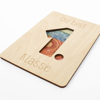 Geschenkkarte Holz Geldgeschenk Schulstart - Du bist erste Klasse