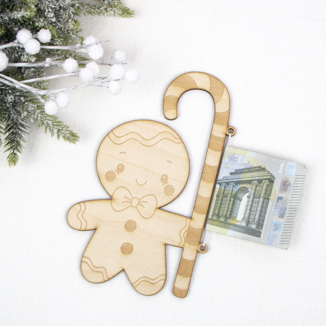 Geschenkkarte - Holz - Geldgeschenk Weihnachten - Lebkuchenmann