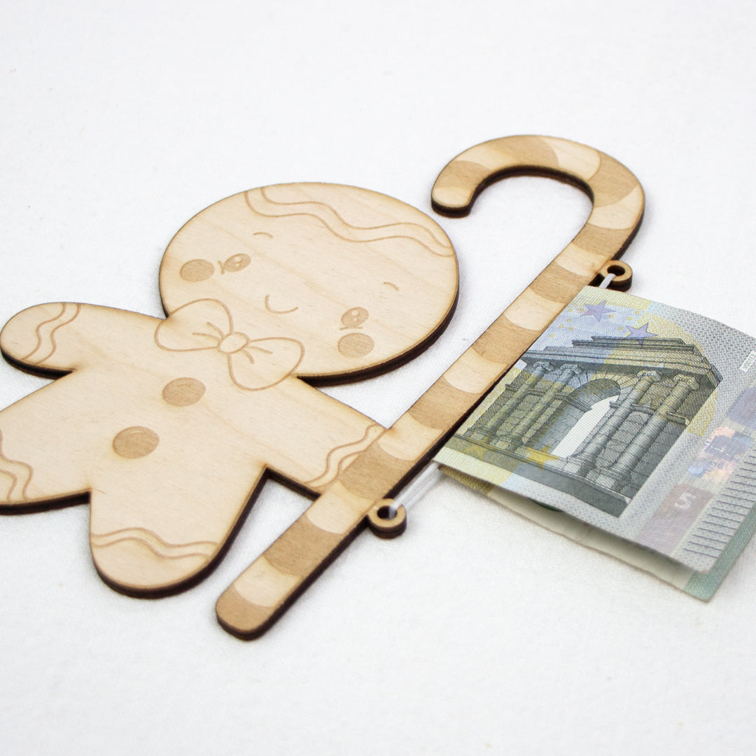 Geschenkkarte - Holz - Geldgeschenk Weihnachten - Lebkuchenmann
