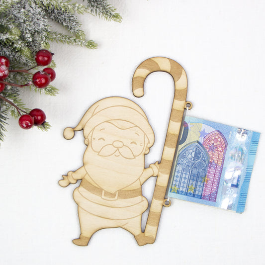 Geschenkkarte - Holz - Geldgeschenk Weihnachten - Weihnachtsmann