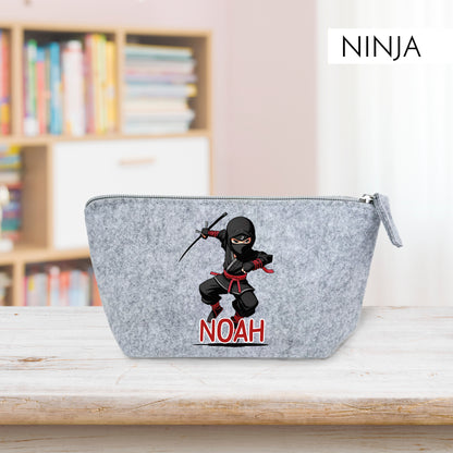 Personalisiertes Mäppchen aus Filz für Kinder individuelles Schlampermäppchen mit Name und Wunschmotiv Jungs