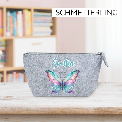 Personalisiertes Mäppchen aus Filz für Kinder individuelles Schlampermäppchen mit Name und Wunschmotiv Mädchen