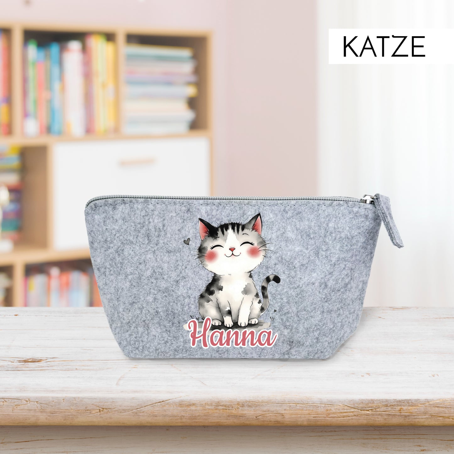Personalisiertes Mäppchen aus Filz für Kinder individuelles Schlampermäppchen mit Name und Wunschmotiv Mädchen