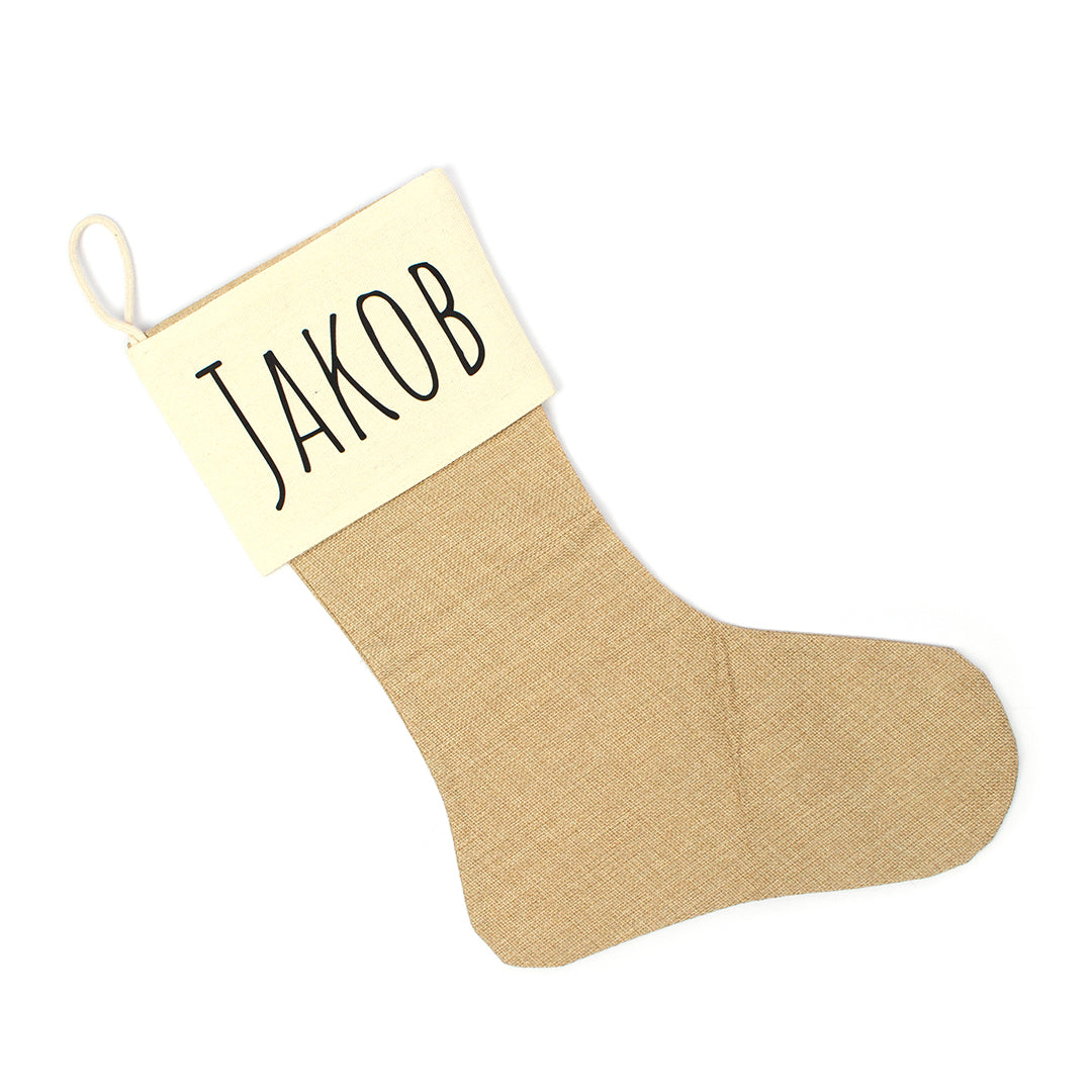 Nikolausstrumpf zum Befüllen Weihnachtssocke aus Jute  personalisiert mit Name - Modern