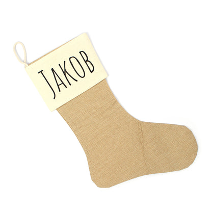 Nikolausstrumpf zum Befüllen Weihnachtssocke aus Jute  personalisiert mit Name - Modern