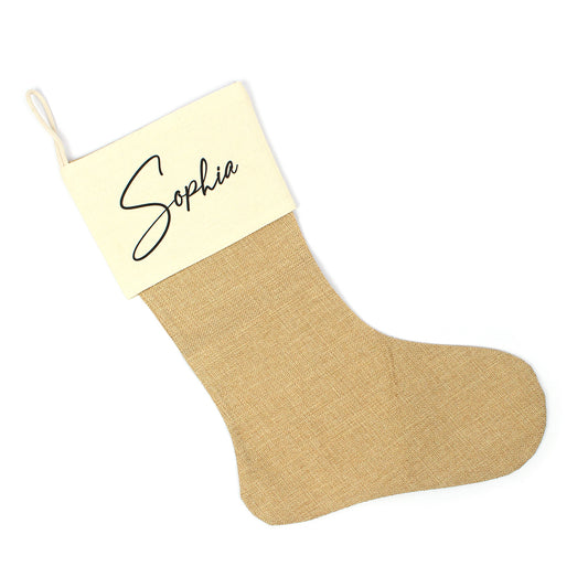 Nikolausstrumpf zum Befüllen Weihnachtssocke aus Jute  personalisiert mit Name - Elegant
