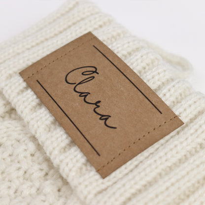 Nikolausstrumpf zum Befüllen Weihnachtssocke aus Strick personalisiert mit Name Etikett