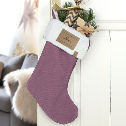 Nikolausstrumpf zum Befüllen Weihnachtssocke personalisiert mit Name Etikett - rosa