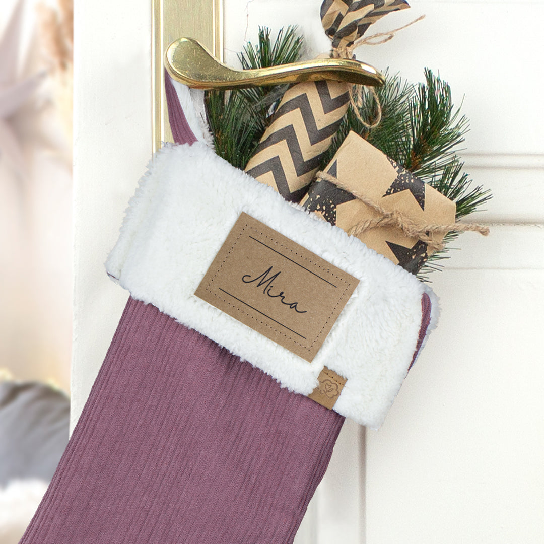 Nikolausstrumpf zum Befüllen Weihnachtssocke personalisiert mit Name Etikett - rosa