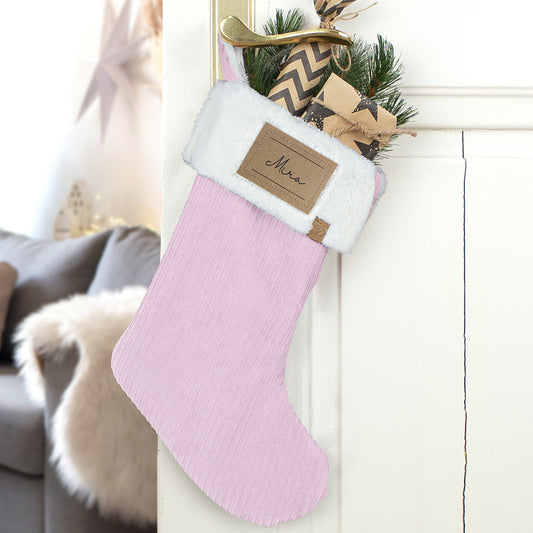 Nikolausstrumpf zum Befüllen Weihnachtssocke personalisiert mit Name Etikett - rosa