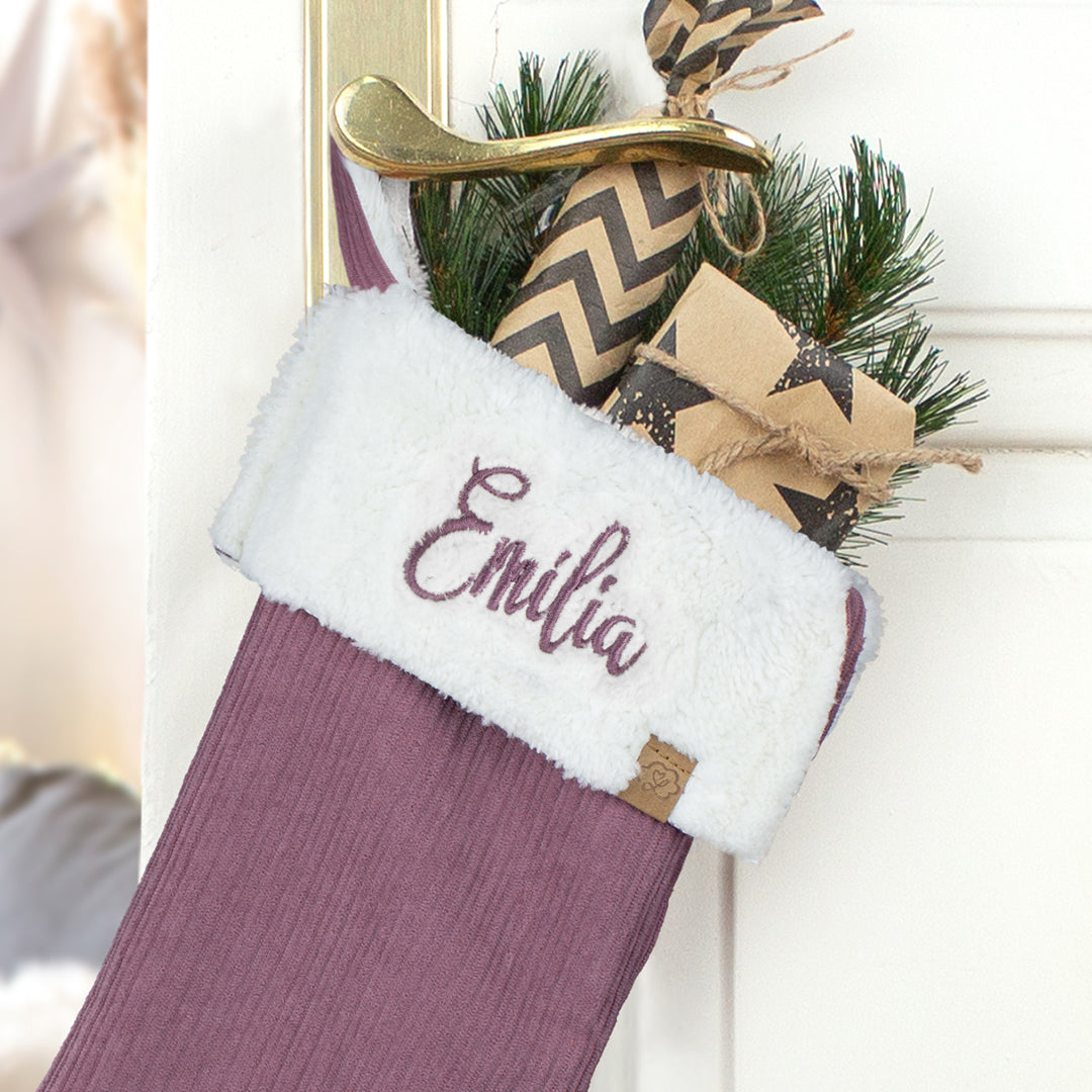 Nikolausstrumpf zum Befüllen Weihnachtssocke personalisiert mit Name bestickt - rosa